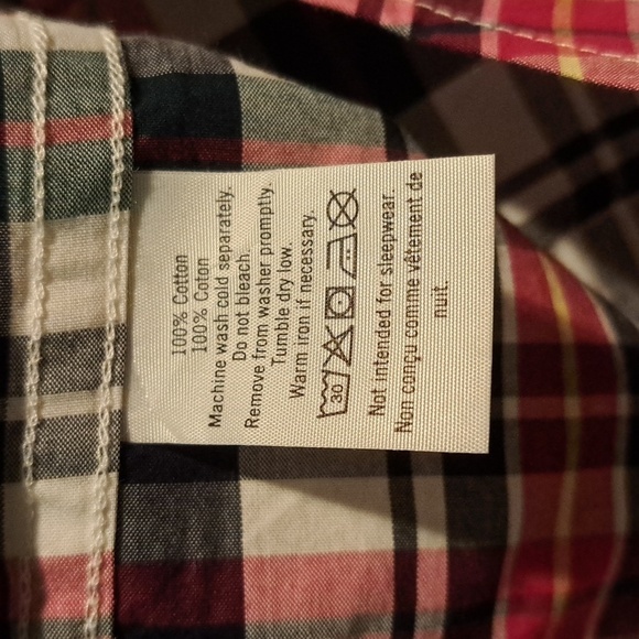 Janie and Jack boys size 3-6 months blue, red and white plaid 1 pocket shirt - Picture 4 of 6